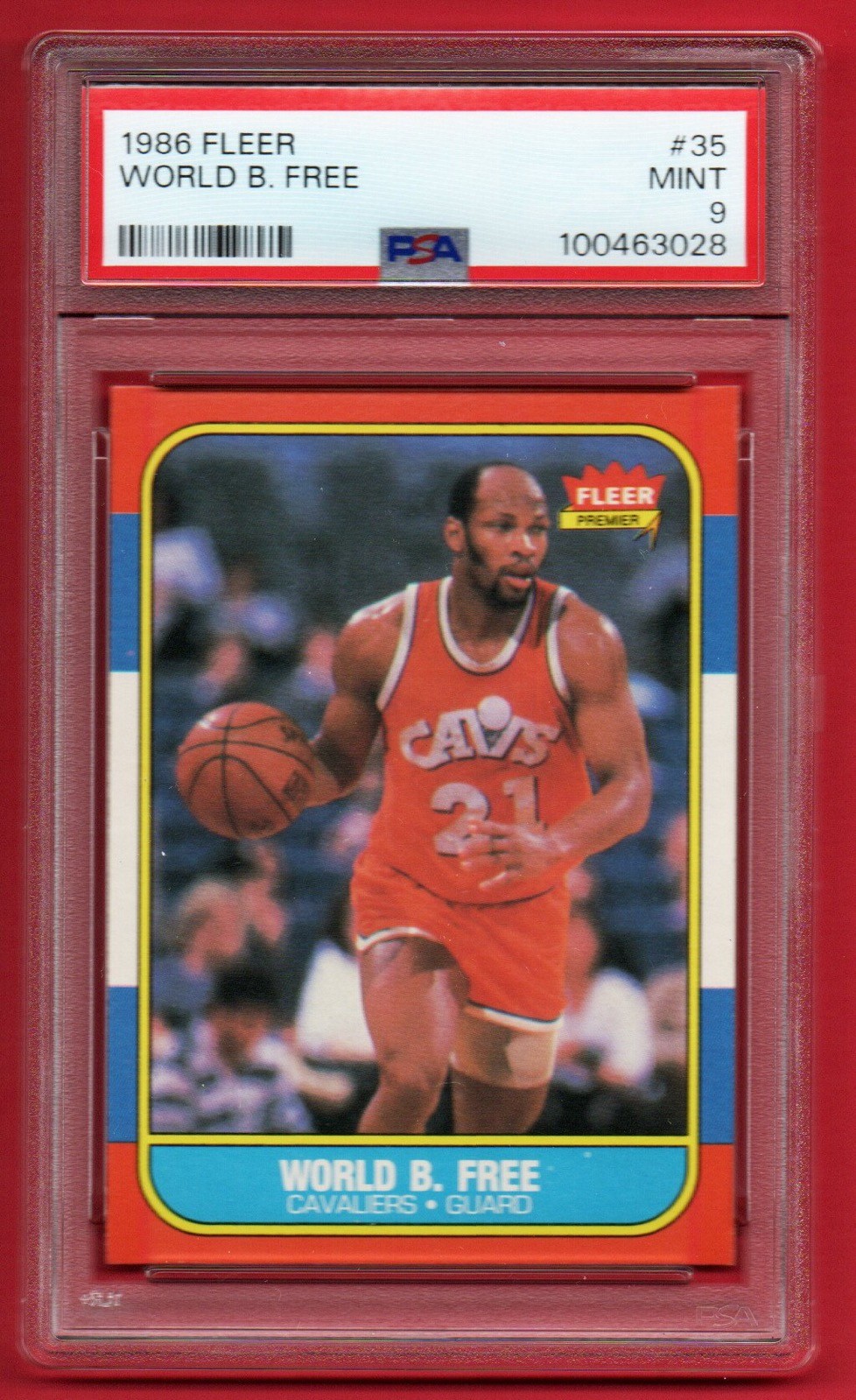 1986 Fleer World B. Free #35 Cleveland Cavaliers PSA 9 Mint
