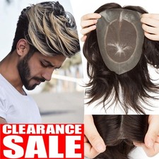 Mens Toupee Hairpieces Human Hair Poly Skin V Loop Hair Replacement System Wig
