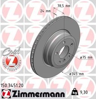 2X Zimmermann Bremsscheibe Coat Z 150.3451.20 FüR BMW E71 X6 E70 X5 E72 F16 F15