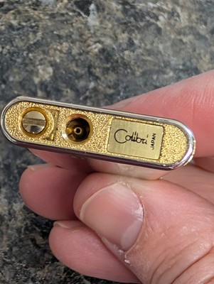 Vintage Art Deco Colibri Butane Slim Pocket Lighter Gold Brown