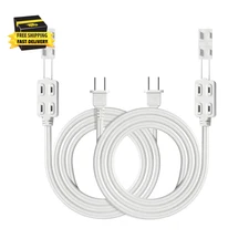 2 Prong 6 Ft Extension Cord with 3 Outlets, ETL Listed Indoor Extension Cord wit