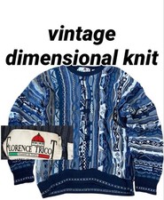 80 90S 3D Knit All Over Pattern Ice Bluecoogi Good Color Scheme Individuality