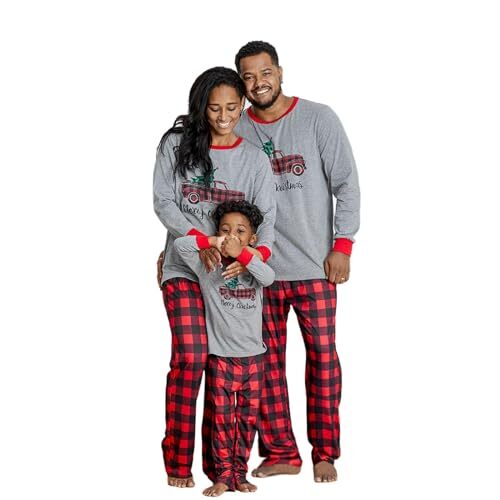 Family Christmas Pajamas Matching Sets PJ's 3-6 Months Kids Grey Truck - Picture 7 of 7