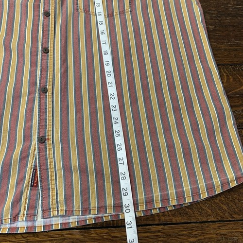 Joe Browns Shirt Mens XXL Short Sleeve Brown Mustard Striped Casual