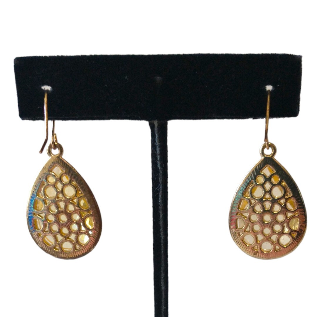 Translucent Filigree Dangle Earrings Acrylic Over… - image 7