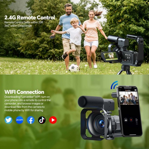 Camcorder Video Camera, 5K 56MP Vlogging Camera YouTube WiFi Night Vision 64GB - Picture 8 of 10