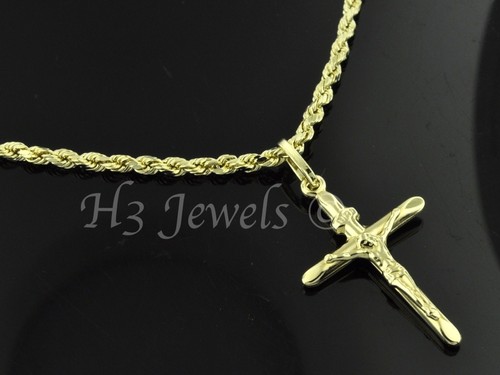 14k solid yellow gold hollow rope chain 