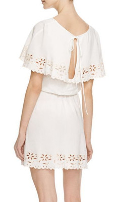 knee length dresses for ladies Lace Detail White Cotton Midi Dress - Timeless Elegance