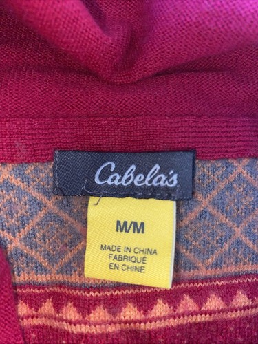 Cabelas Womens Medium Sweater Cowl Neck 50% Merino Wool Pink Orange Striped FLAW - Picture 10 of 11