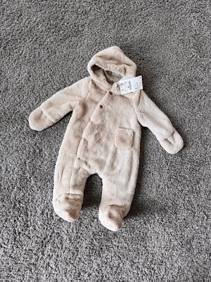 ZARA NWT fur plush jumpsuit coveralls size 3-6 months