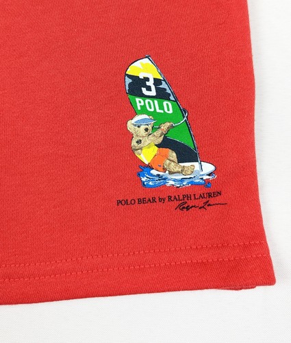 Ralph Lauren Polo Bear Sweat Shorts Size 5 Kids Boys Girl Red NEW Sailing Boat - Picture 3 of 9