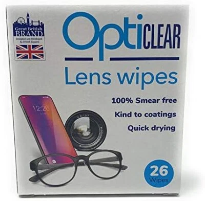 Opticlear Lens Wipes (Pack of 6, Total 156 Wipes)