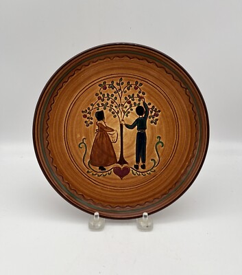 Pennsbury Pottery Decorative 8  Plate Apple Tree Scene Hand Painted USA @@NICE@@
