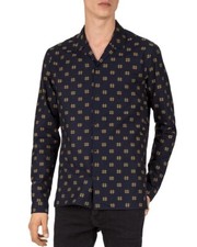 The Kooples Sport Spock Bar Men Dark Blue Cotton Long Sleeve Shirt Size S