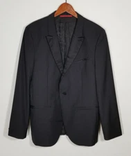 Hugo Boss Men Size 40R Black Tuxedo Jacket Auerd/Himins White Speckled Wool Silk