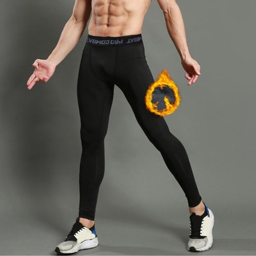Soft Fleece Lined Leggings Thermal Running Tights Outdoor Cycling Pants for Men - Picture 3 of 26