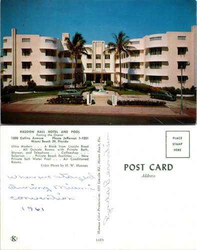 Haddon Hall Hotel und Pool Miami Beach Florida FL Postkarte
