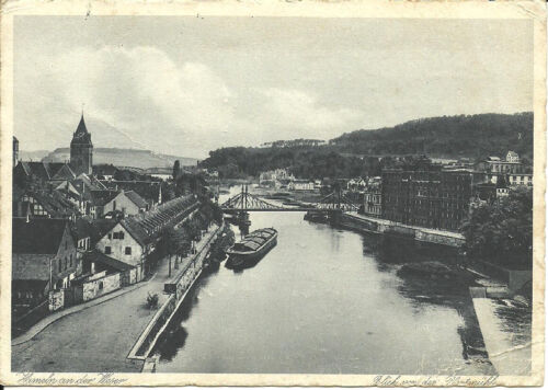 Postcard Hameln Weser - gate mill, bridges, cargo ship, wehr, church - 1938 gel. - Picture 1 of 2