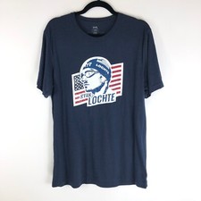 TYR Mens Team Ryan Lochte Tee Shirt USA Flag Cotton Blend Navy Blue L