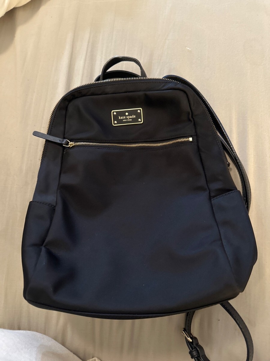 kate spade Black Nylon Zip-Front Backpack with Gold Plate Kate Spade Wilson Road Poppy Mini Bradley Nylon Backpack  main image 3