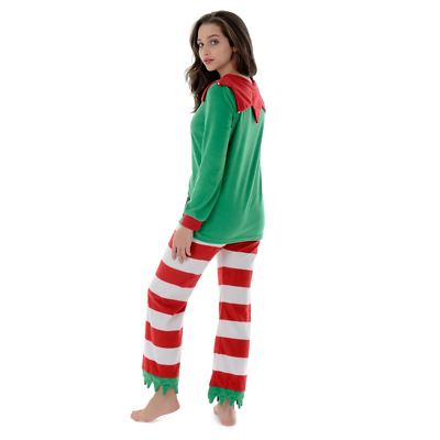 Ladies Christmas Mum Elf Fleece Pyjamas Set Womens Top Bottoms