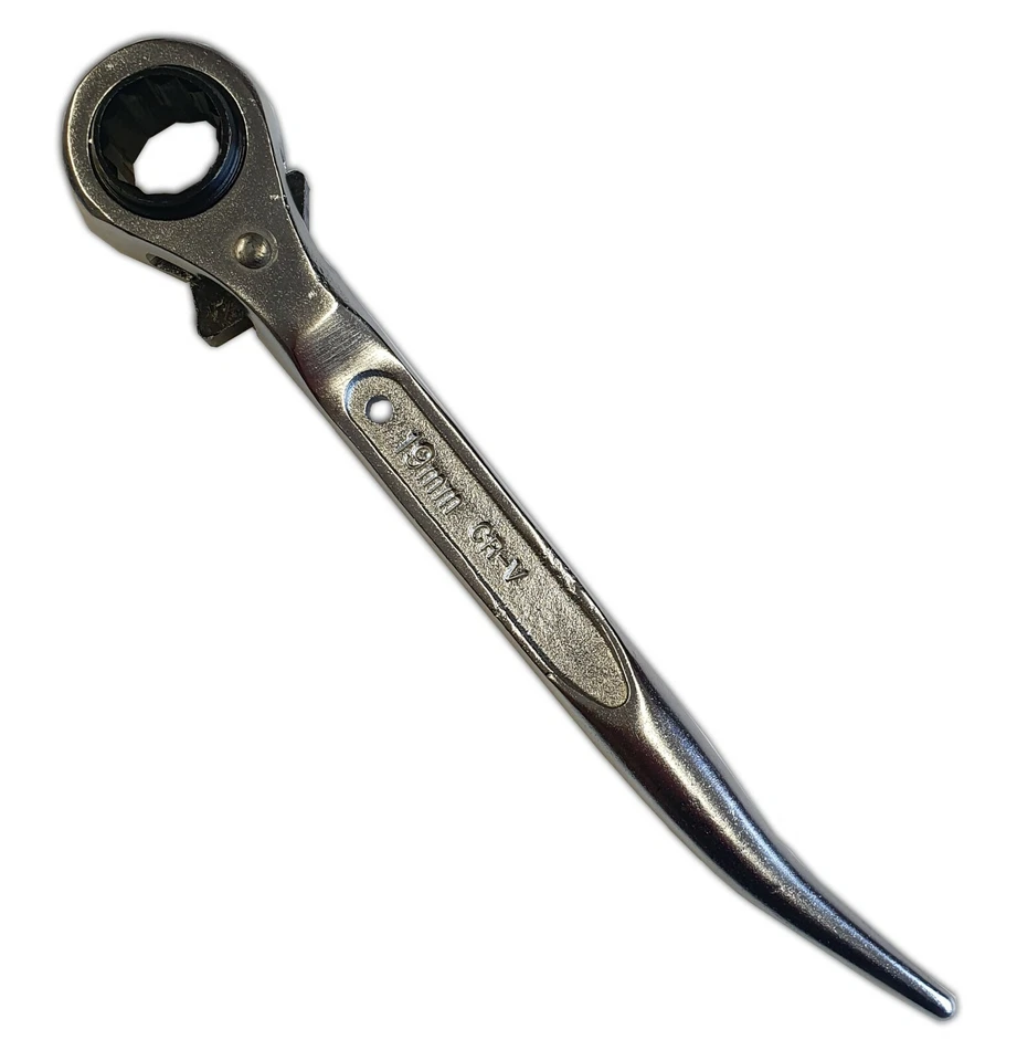 SCP Forged Ratchet Scaffold Spanner 19/21mm - Bent Podger - Bi Hex - Chrome Vanadium