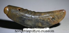 3" Old China Hongshan Culture Jade Carving Palace Cicada insect Pendant