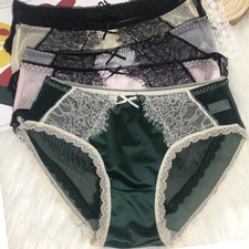 5 Pack Lot Womens Seamless Lace Satin Panties Underwear Sheer Brief Lingeries 