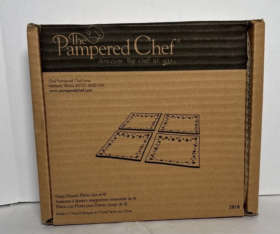 NEW - Pampered Chef Daisy Plates Set of 4 Glass 2818 Pink White Valentine’s Day - Image 2 of 2