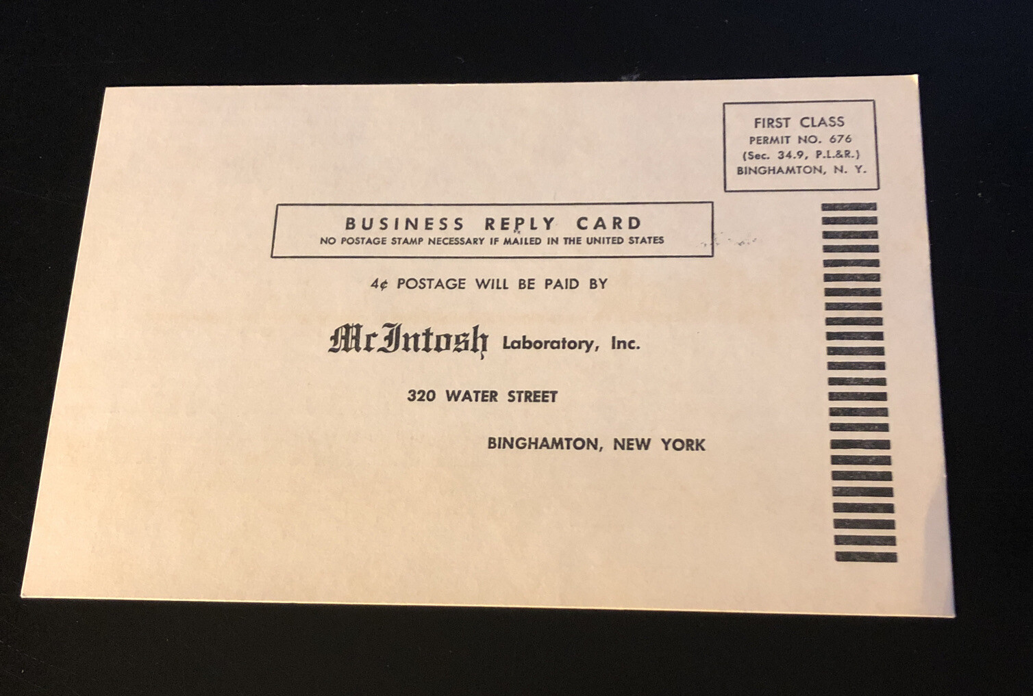 VINTAGE McINTOSH MC-30 Warranty Postcard For SN 14412