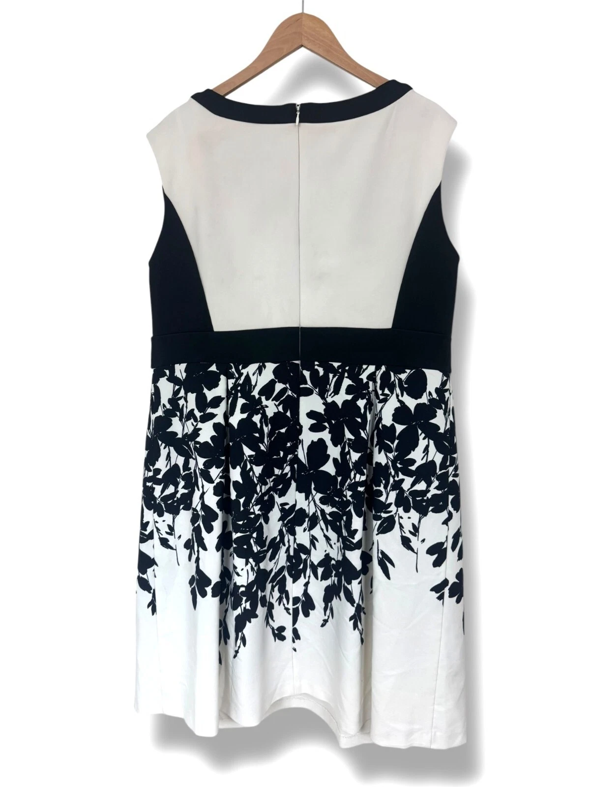 OFF WHITE Abito midi subacqueo Worthington nero colorblock stampa floreale taglia 16W 1X taglie forti