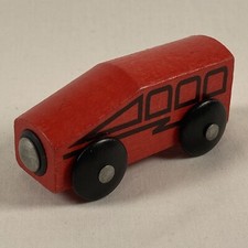 Vintage IKEA Wooden Train Engine Magnetic Red Car Bulgaria 1990s