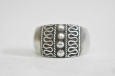 cigar band Size 6.75 ball rope ring sterling silver BoHo women