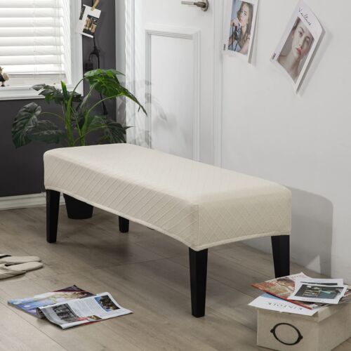 Liykimt Stretch Dining Bench Cover, Washable Rectangle Seat Protector (Beige) - Picture 5 of 7