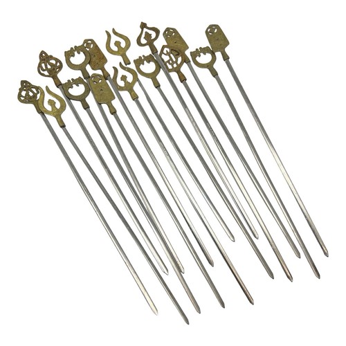 Juego de 15 piezas de pavo brochetas para asar kebab barbacoa vintage puntas de latón inoxidable - Imagen 4 de 13