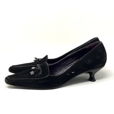 Donald J Pliner Couture Kitten Heels Metea Bow Black Suede Height 1.75" Size 6.5
