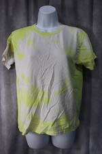 Gildan Youth Unisex Yellow  White Tye Dye T-Shirt Size Large