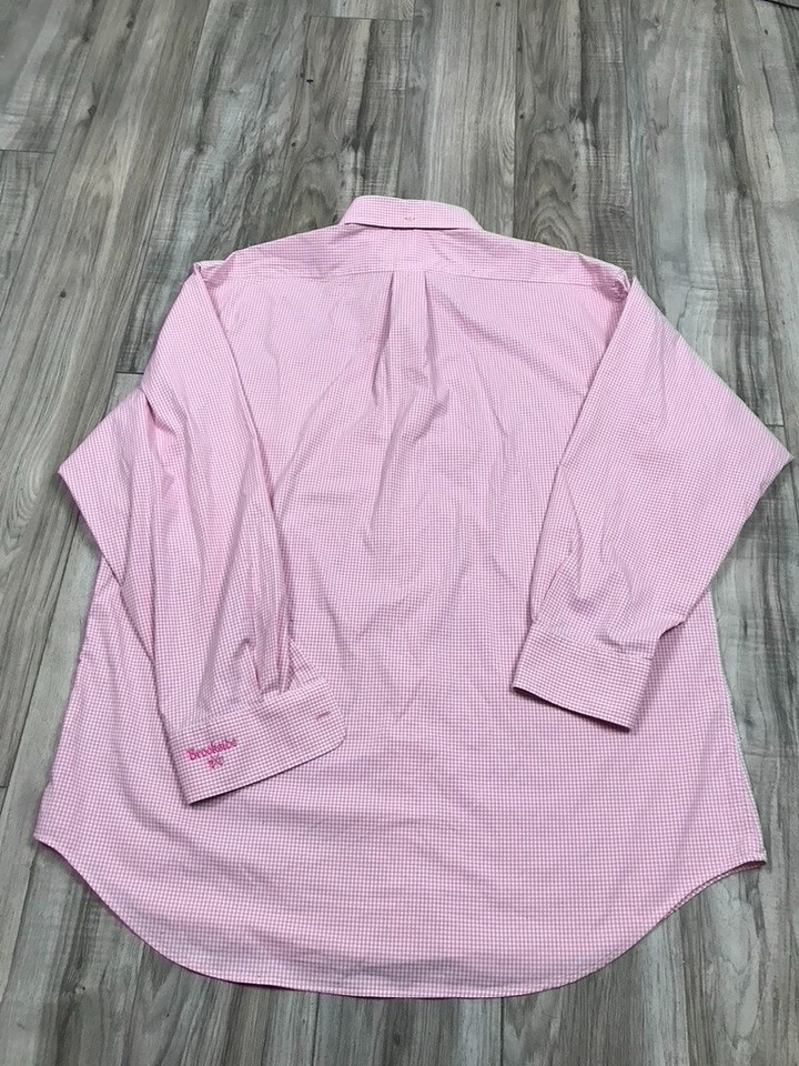 Donald Ross Long Sleeve Button Shirt Men's XL Pink Gingham Check