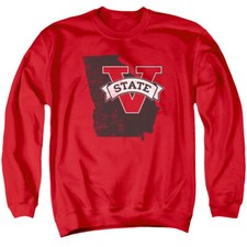 Valdosta State University Adult Crewneck Sweatshirt State Shape, Red, S-3XL
