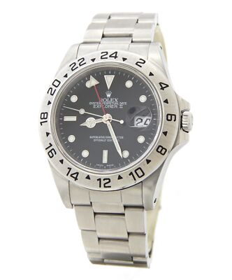 Rolex Explorer II Date 16570 Mens Stainless Steel Watch with Black Dial ...