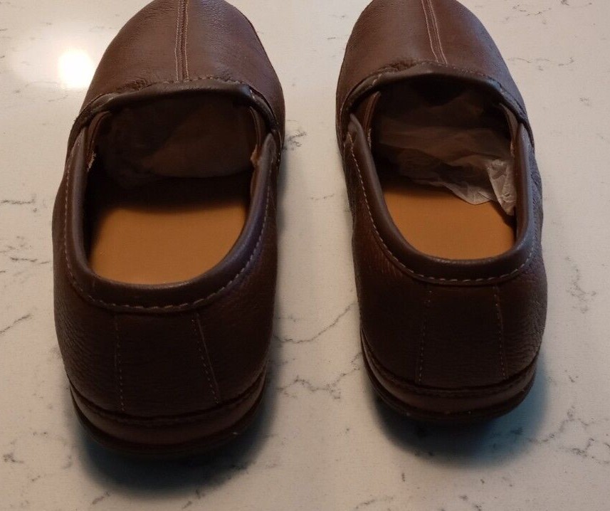 L.L. Bean Mens Elk Hide Slippers Shoes Size 12 M Brown Leather 272346