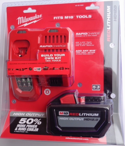 NEW Milwaukee 48-59-1200 STARTER KIT, 48-11-1812 12.0 AH Battery, Rapid Charger