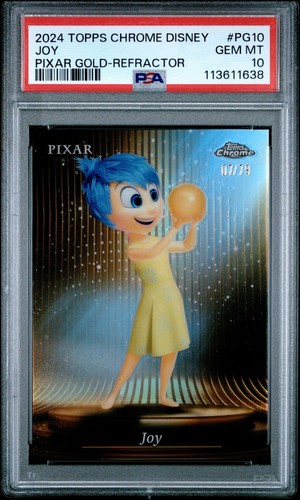 2024 TOPPS CHROME DISNEY PIXAR GOLD PG10 JOY REFRACTOR /79 GEM MINT PSA 10