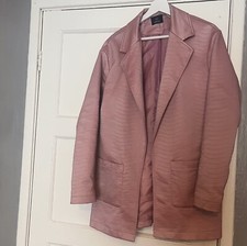 Pink Croc Faux Leather Jacket Threadbare U.k. Women’s Size 8 Barbie Girly Style