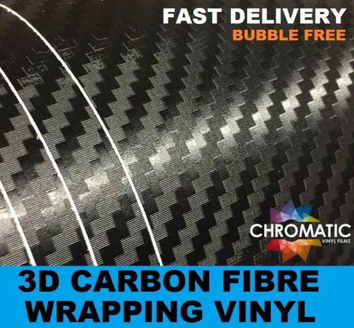 3D Carbon Fibre Vinyl 1.52 x 1.5 Meter Roll Black - Bubble Free Car & Bike Wrap - Picture 1 of 12