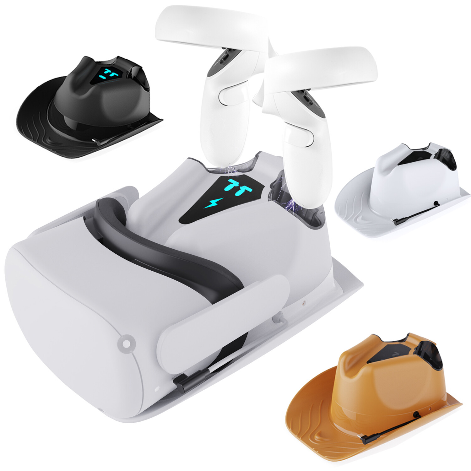 Oculus Quest 2 VR Charging Dock Station with Rechargeable Battery Stand-image