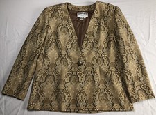 Donna Toran Blazer Jacket Floral Beige One Button Suits Woman Size 16