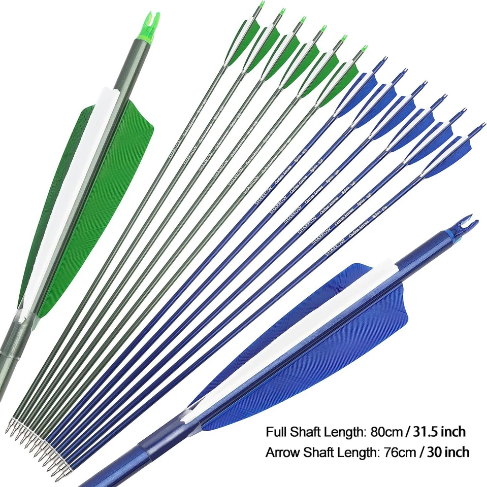 30" Carbon Arrows Archery 4" Turkey Feather SP500 Arrowhead Bow Shooting Hunting - Image 2 of 4