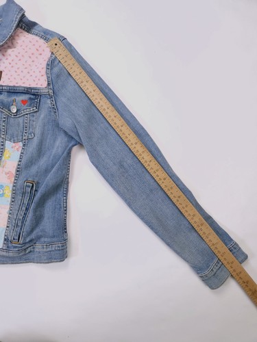 Levis Upcycled Trucker Jacket Care Bear 80s Quilted Patchwork Denim Size S/M - Picture 15 of 24