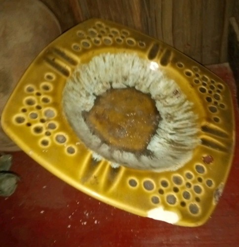 Stoneware vintage ashtray. Antique Pottery.